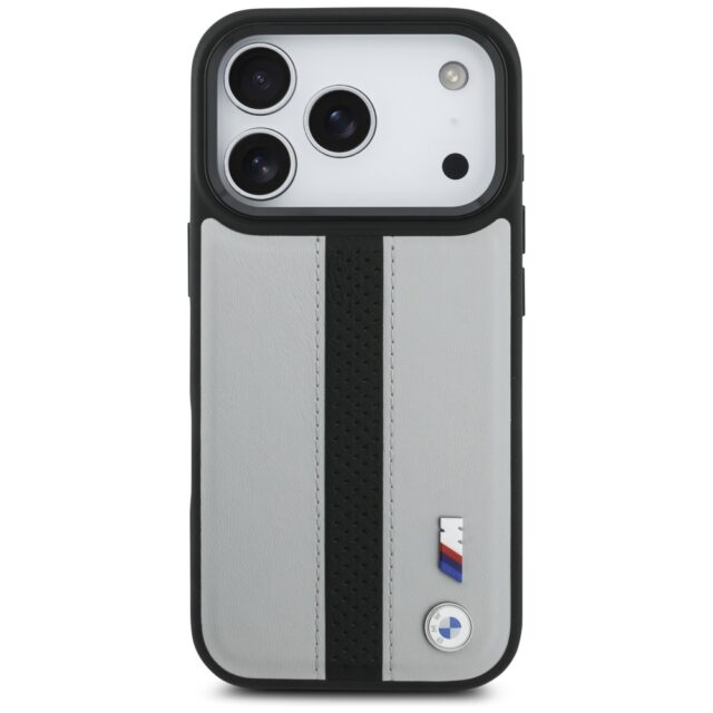 Case BMW M Perforated Stripe Logo MagSafe for iPhone 17 Pro gray - imagine 3