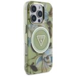 Case Guess Glitter Flowers Triangle Buttons MagSafe for iPhone 16 Pro Max green - imagine 4