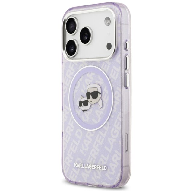 Karl Lagerfeld IML Glitter Karl & Choupette Heads Logo MagSafe Case for iPhone 17 Pro Purple - imagine 2