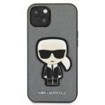 Karl Lagerfeld KLHCP13MOKPG iPhone 13 / 14 / 15 6,1" silver hardcase Saffiano Ikonik Karl`s Patch - imagine 3
