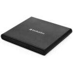 Verbatim External Slimline CD/DVD Burner USB-A + USB-A/USB-A to USB-C Cable black 98938