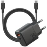 Wall Charger Bazic Goport Velox    Kit 1xUSB-C 1xUSB-A GaN 35W with cable black