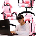 Extralink Gaming | Gaming chair | office, swivel, pink and white, G-525 - imagine 2