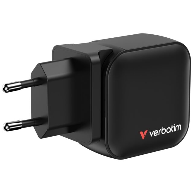 Wall Charger Verbatim Mini GaN 70W 2xUSB-C PD/1x USB-A QC black 32229 - imagine 3