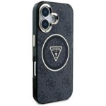 Case Guess IML Metal Glitter 4G Circle Triangle MagSafe for iPhone 16 black - imagine 4