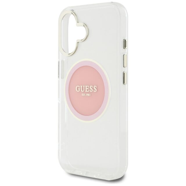 Case Guess IML Metal Colored Circle Classic Logo MagSafe for iPhone 16 pink - imagine 6