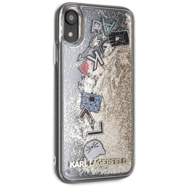 Karl Lagerfeld KLHCI61KSICGO iPhone Xr gold hard case Iconic Liquid Glitter - imagine 5