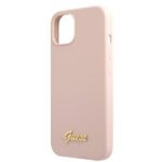 Guess GUHMP13MLSLMGLP iPhone 13 / 14 /15 6,1" light pink hardcase Silicone Script Gold Logo Magsaf - imagine 5
