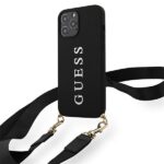 Guess GUHCP12LPUSTCRBK iPhone 12 Pro Max 6,7" black hardcase Silicone Printed Logo Strap