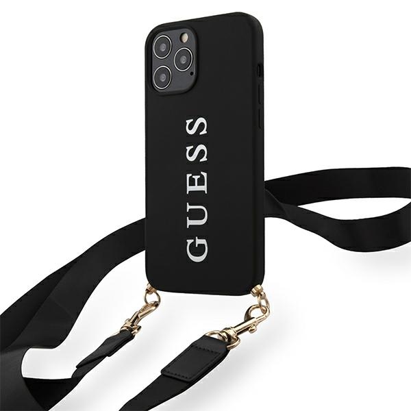 cps-45715ca075ad655268b9b74772a0f295-2025-12-06-13-00-39 Guess GUHCP12LPUSTCRBK iPhone 12 Pro Max 6,7" black hardcase Silicone Printed Logo Strap - imagine 1