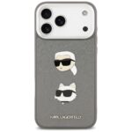 Karl Lagerfeld FW Grained Karl & Choupette Heads Pins & Logo Case for iPhone 17 Pro Max Gray - imagine 3