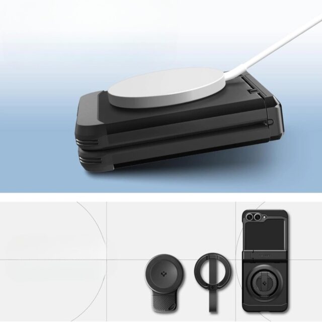 Case Spigen Tough Armor Pro Mag MagSafe for Samsung Galaxy Z Flip6 / Z Flip7 FE black - imagine 3