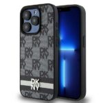 DKNY DKHCP15LPCPTSSK iPhone 15 Pro 6.1 inch black hardcase Leather Checkered Mono Pattern & Printed