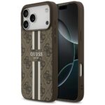 Case Guess 4G Printed Stripes MagSafe for iPhone 17 Pro Max brown