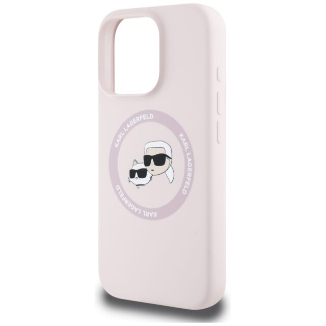 Case Karl Lagerfeld Silicone Double Heads And Circle MagSafe for iPhone 16 Pro pink - imagine 6