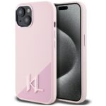 Case Karl Lagerfeld Silicone Shadow Metal Initial MagSafe for iPhone 15 pink
