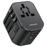 USAMS Adapter network 2xUSB+1xUSB-C T59 20W4in1 US/AU/EU/UK black/black CC179TC01 (US-CC179) Univers