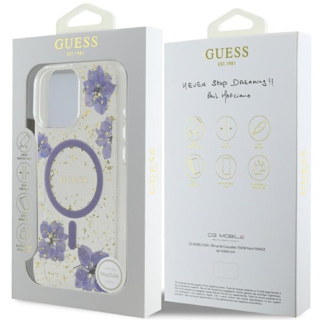 Case Guess Resin Flowers MagSafe for iPhone 16 Pro Max purple - imagine 8