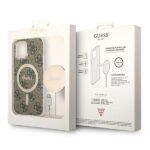 Guess Set GUBPP12MH4EACSW Case+ Charger iPhone 12/12 Pro brown hard case 4G Print MagSafe - imagine 10