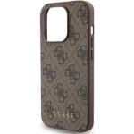 Guess GUHCP15LG4GFBR iPhone 15 Pro 6.1" brown hard case 4G Metal Gold Logo - imagine 6
