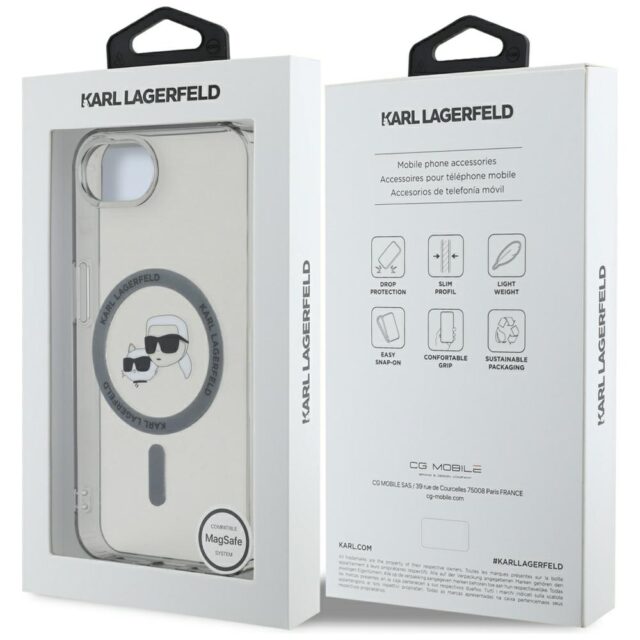 Case Karl Lagerfeld IML Metal Karl & Choupette Heads MagSafe for iPhone 16e black - imagine 8