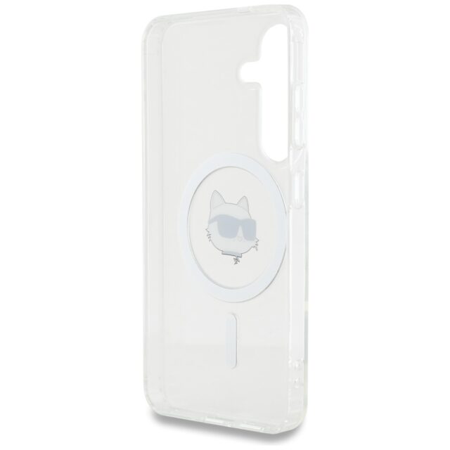 Case Karl Lagerfeld Button Choupette Head Printed Logo MagSafe Samsung Galaxy S25 white - imagine 7