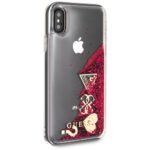 Guess GUHCPXGLHFLRA iPhone X/Xs raspberry hard case Glitter Hearts - imagine 5