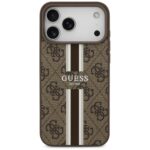 Case Guess 4G Printed Stripes MagSafe for iPhone 17 Pro Max brown - imagine 3