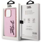 Case Karl Lagerfeld Wrinkled Metal Signature for iPhone 15 Pro Max pink - imagine 8