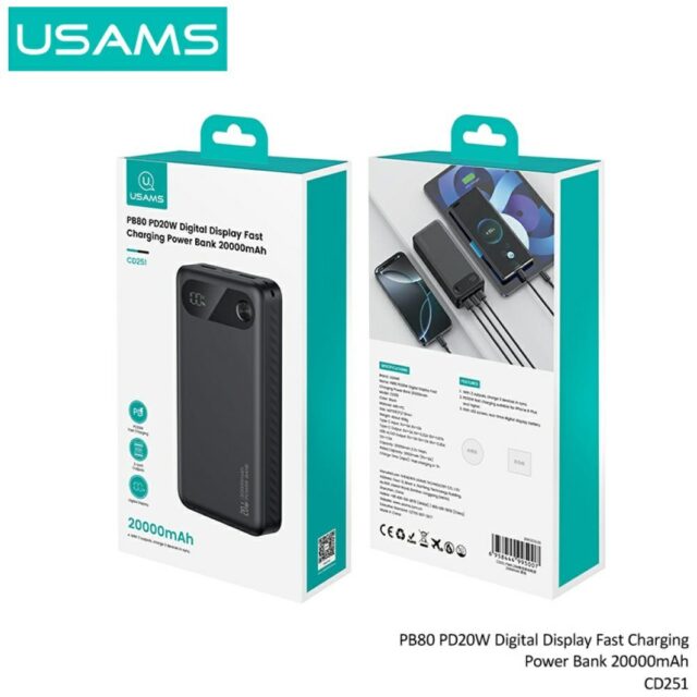 USAMS PB80 Power Bank PD20W 20000mAh white - imagine 8