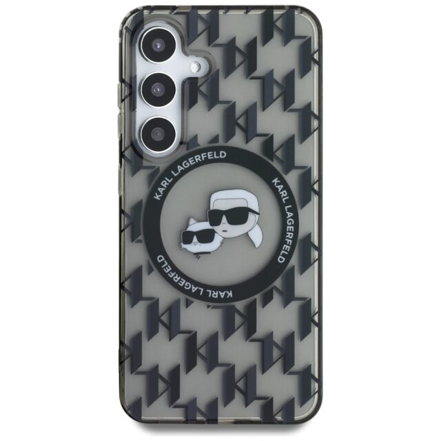 Case Karl Lagerfeld Button Karl & Choupette Heads On KL Pattern MagSafe for Samsung Galaxy - imagine 3