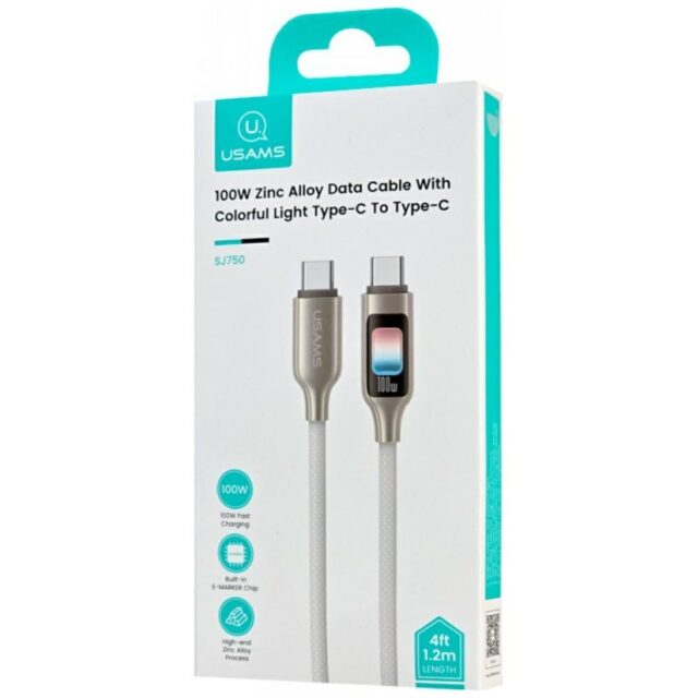 USAMS TC Series SJ750 100W USB-C to USB-C Cable 1.2 m Titanium - imagine 4