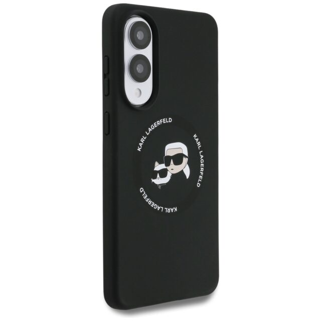 Case Karl Lagerfeld Silicone Double Heads And Circle MagSafe for Samsung Galaxy S25 Edge black - imagine 4