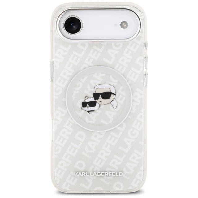 Karl Lagerfeld IML Glitter Karl & Choupette Heads Logo MagSafe Case for iPhone Air Gray - imagine 3