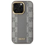DKNY DKHMP14LPCPVSLE iPhone 14 Pro 6.1" beige hardcase Leather Checkered Mono Pattern MagSafe - imagine 3