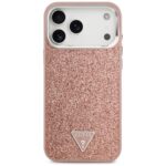 Guess Glitter Triangle Logo MagSafe Case for iPhone 17 Pro Max Pink - imagine 3