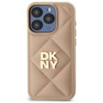 DKNY DKHCP15XPQDSLE iPhone 15 Pro Max 6.7" beige Quilted Stack Logo - imagine 3