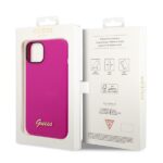 Guess GUHCP14SSLSMF iPhone 14 / 15 / 13 6.1" fuschia hard case Silicone Vintage Gold Logo - imagine 8