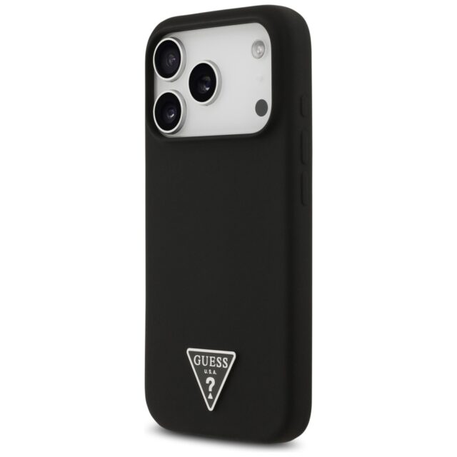 Case Guess Silicone Triangle Logo MagSafe for iPhone 17 Pro Max black - imagine 2