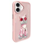 Nimmy case iPhone 16 6.1" pink Glasses Cool Cat - imagine 2