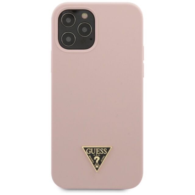 Guess GUHCP12LLSTMLP iPhone 12 Pro Max 6,7" light pink hardcase Silicone Triangle Logo - imagine 4
