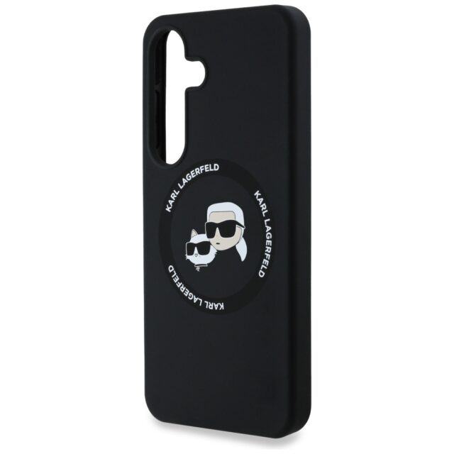 Case Karl Lagerfeld Silicone Double Heads And Circle MagSafe Samsung Galaxy S25 black - imagine 6