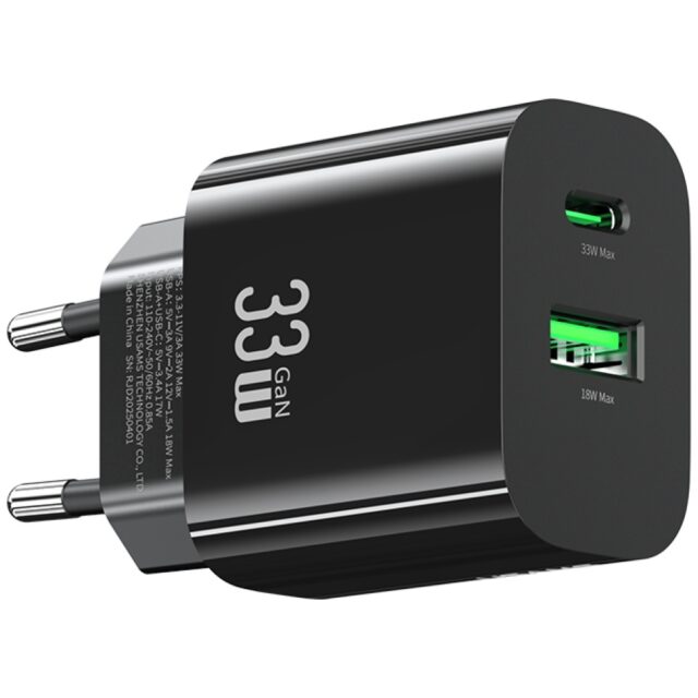 Wall Charger USAMS CC317 T65 33W   1xUSB-C 1xUSB-A Fast Charging black - imagine 4