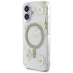 Case Guess Resin Flowers Glitter MagSafe for iPhone 16 beige - imagine 2