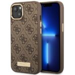 Guess GUHMP14SU4GPRW iPhone 14 / 15 / 13 6.1" brown hard case 4G Logo Plate MagSafe