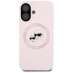 Case Karl Lagerfeld Silicone Double Heads And Circle MagSafe for iPhone 16 pink - imagine 3
