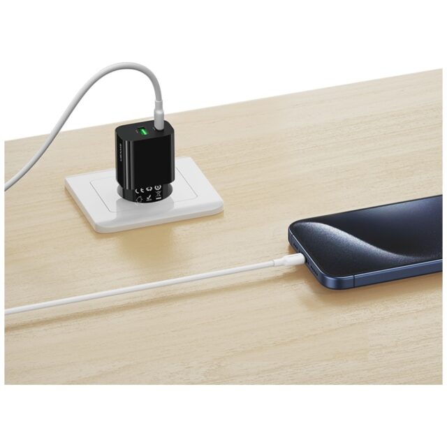 Wall Charger USAMS CC315 T65 25W   1xUSB-C 1xUSB-A Fast Charging black - imagine 6