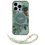 Guess GUHMP16XHFWBRCESN iPhone 16 Pro Max 6.9" green hardcase IML Flowers With Pearl Strap Ma - imagine 2