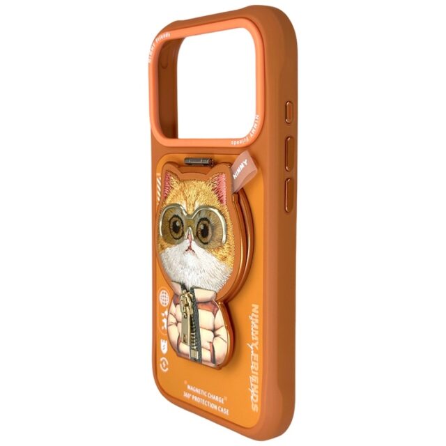 Etui Nimmy Cool&Cute 2.0 Cat do iPhone    17 Pro z magnetyczną zawieszką pomarańczowy - imagine 3