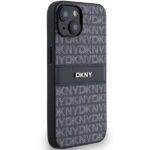 DKNY DKHCP14SPRTHSLK iPhone 14 / 15 / 13 6.1" black hardcase Leather Mono Stripe & Metal Logo - imagine 4